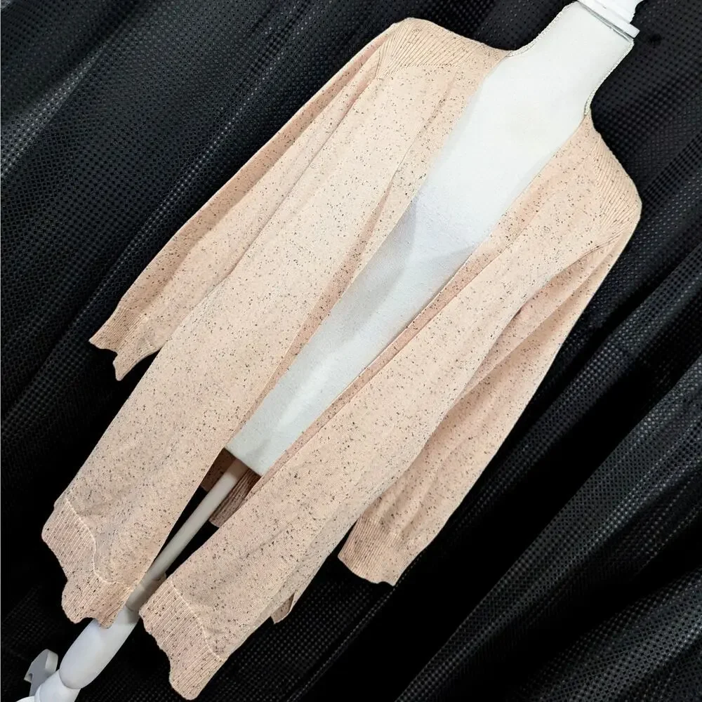 VERVE AMI! SHELL/CORAL PINK & BLACK MARLED LIGHTWEIGHT DUSTER SWEATER! SZ L - Picture 9 of 9